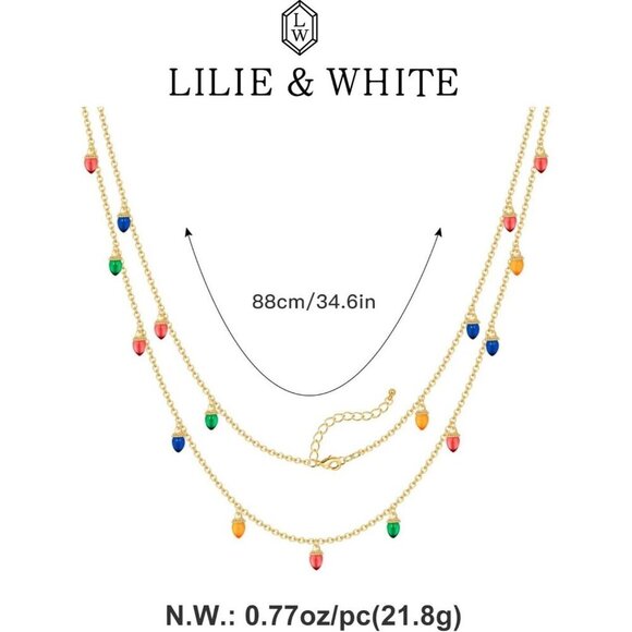 Amazon.com: LILIE&WHITE Christmas Necklace For Women With  Women With Candy Christmas Tree Pendant Necklace Light Bulb Xmas Fashion Jewelry